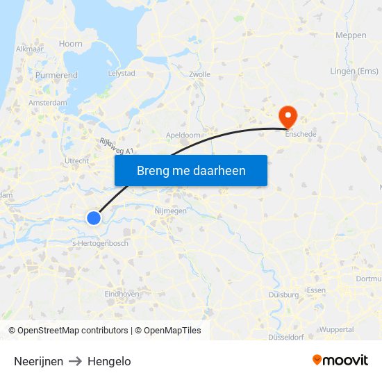 Neerijnen to Hengelo map