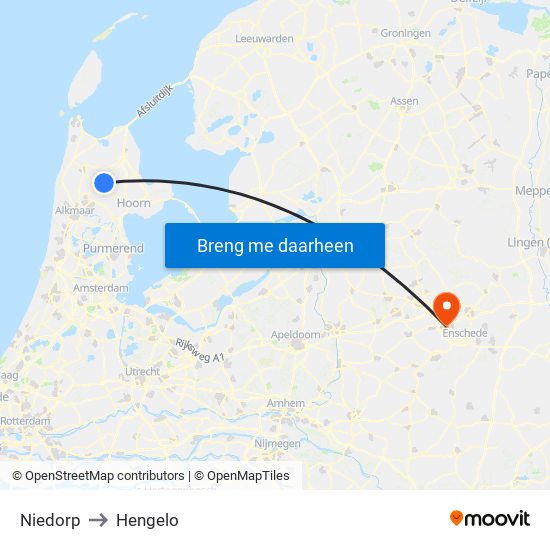Niedorp to Hengelo map