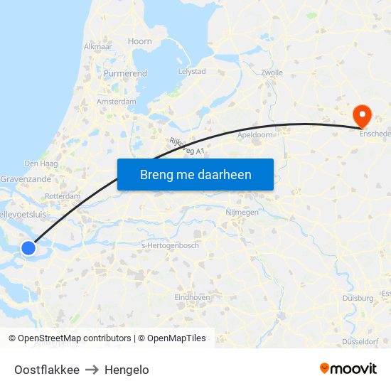 Oostflakkee to Hengelo map