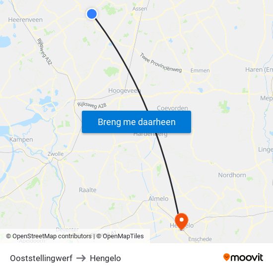 Ooststellingwerf to Hengelo map