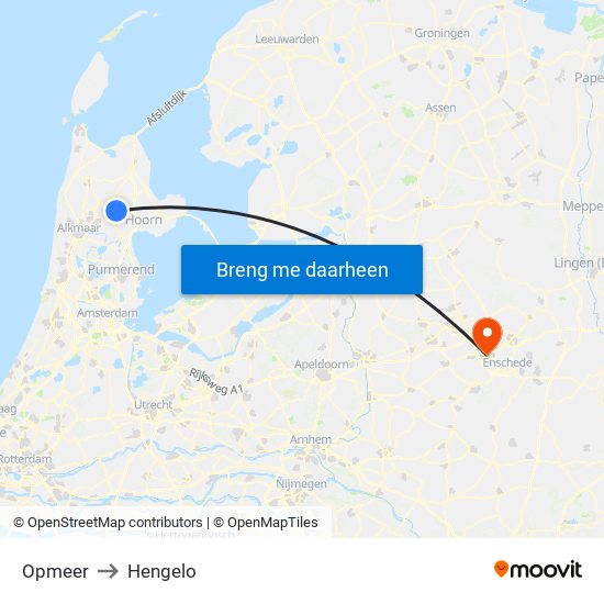 Opmeer to Hengelo map