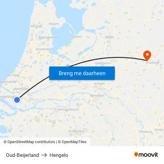 Oud-Beijerland to Hengelo map