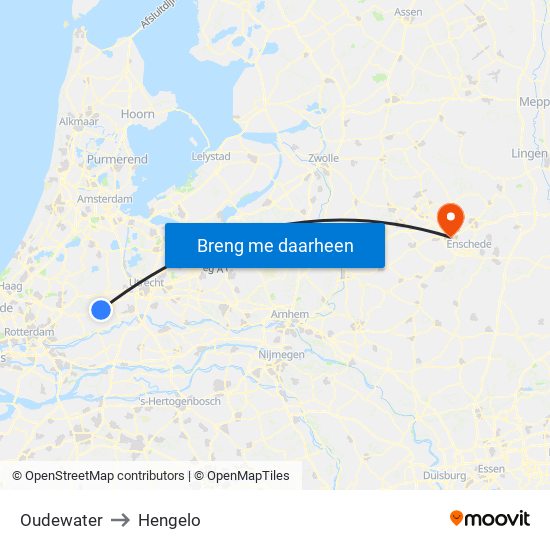 Oudewater to Hengelo map