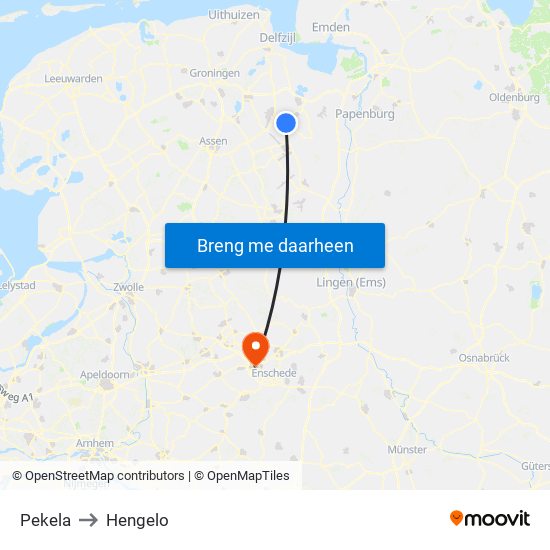 Pekela to Hengelo map