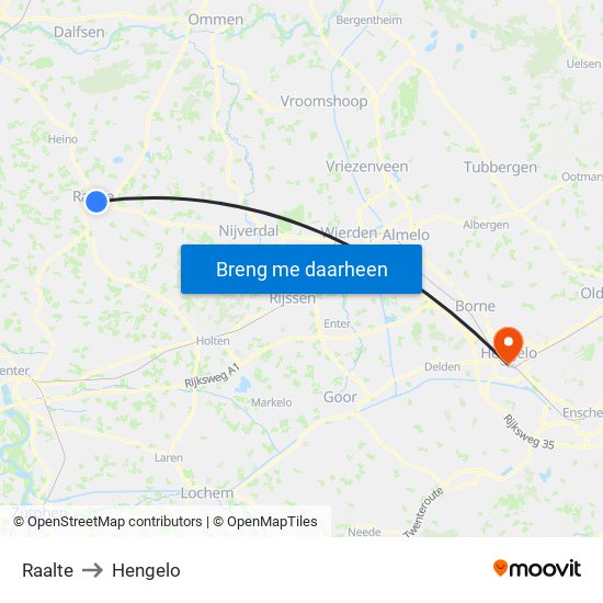 Raalte to Hengelo map