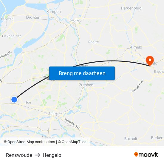 Renswoude to Hengelo map