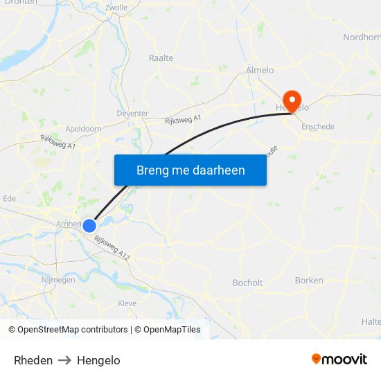 Rheden to Hengelo map