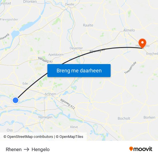 Rhenen to Hengelo map