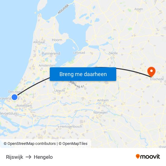 Rijswijk to Hengelo map