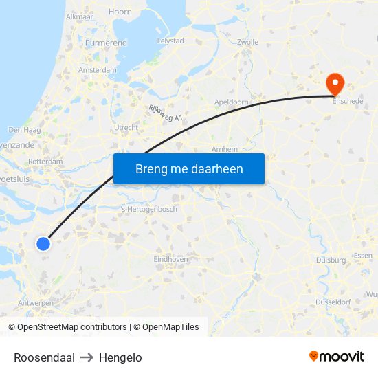 Roosendaal to Hengelo map