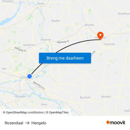 Rozendaal to Hengelo map