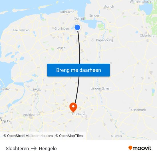 Slochteren to Hengelo map