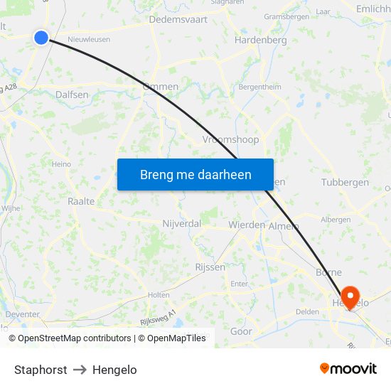 Staphorst to Hengelo map