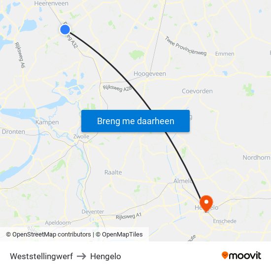 Weststellingwerf to Hengelo map