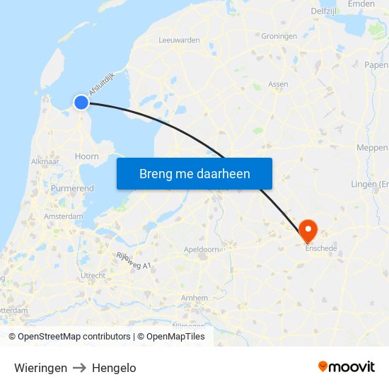 Wieringen to Hengelo map
