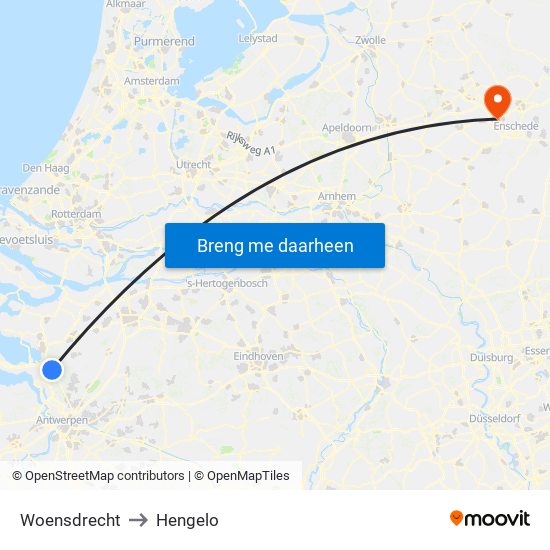 Woensdrecht to Hengelo map