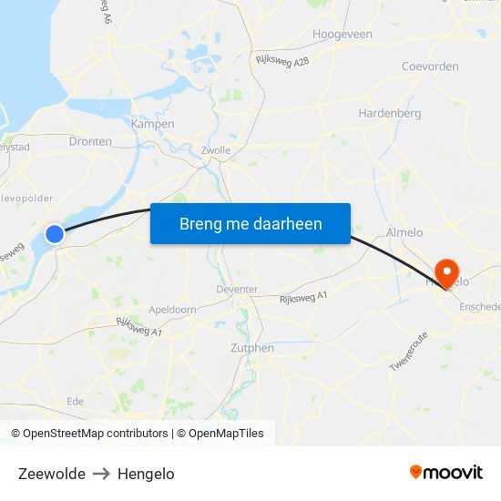 Zeewolde to Hengelo map