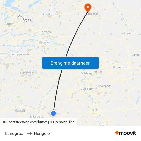 Landgraaf to Hengelo map