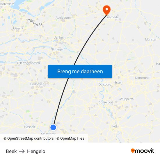 Beek to Hengelo map