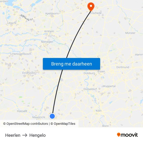 Heerlen to Hengelo map