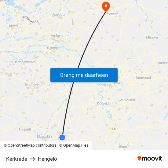 Kerkrade to Hengelo map