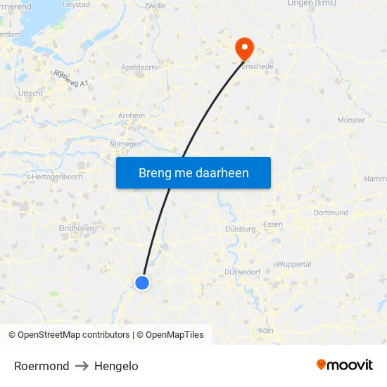 Roermond to Hengelo map