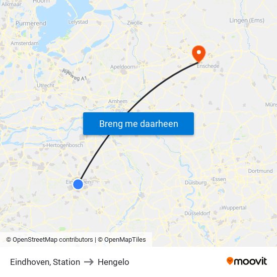 Eindhoven, Station to Hengelo map