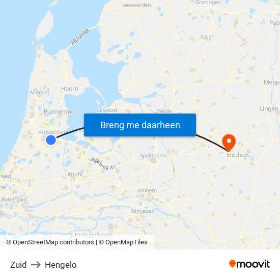 Zuid to Hengelo map