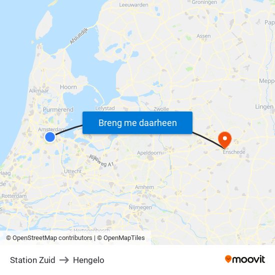 Station Zuid to Hengelo map