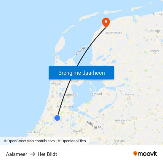 Aalsmeer to Het Bildt map