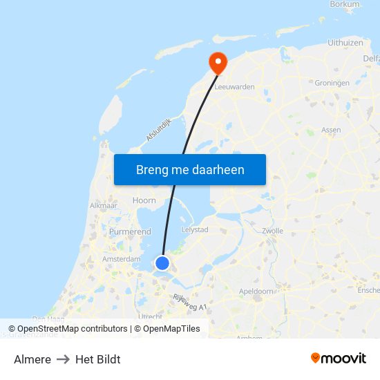 Almere to Het Bildt map