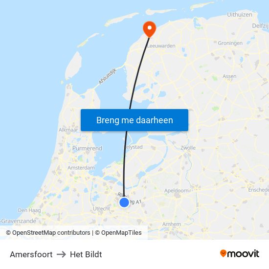 Amersfoort to Het Bildt map