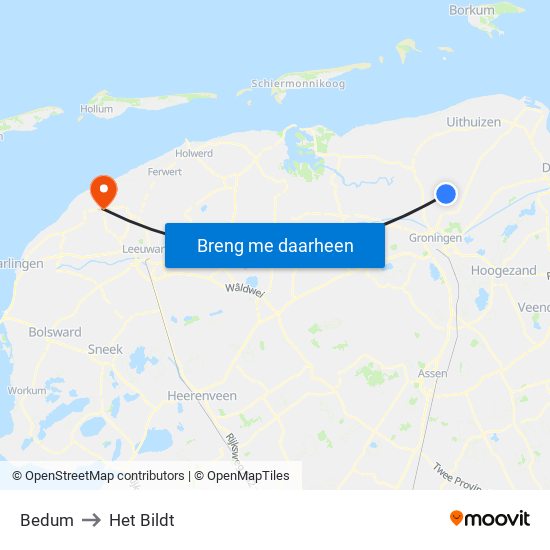 Bedum to Het Bildt map