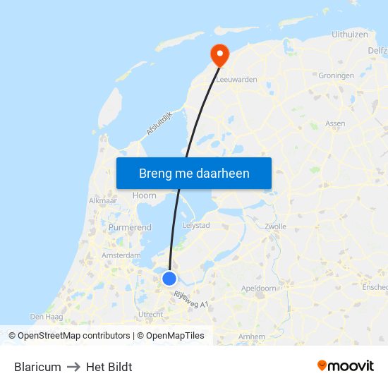 Blaricum to Het Bildt map