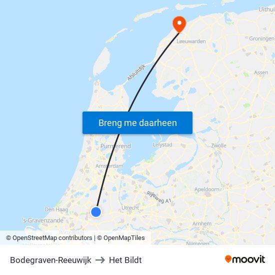 Bodegraven-Reeuwijk to Het Bildt map