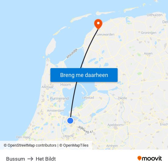 Bussum to Het Bildt map