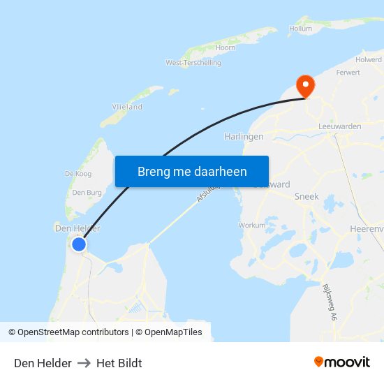 Den Helder to Het Bildt map