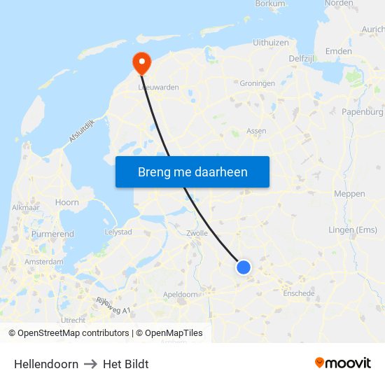 Hellendoorn to Het Bildt map