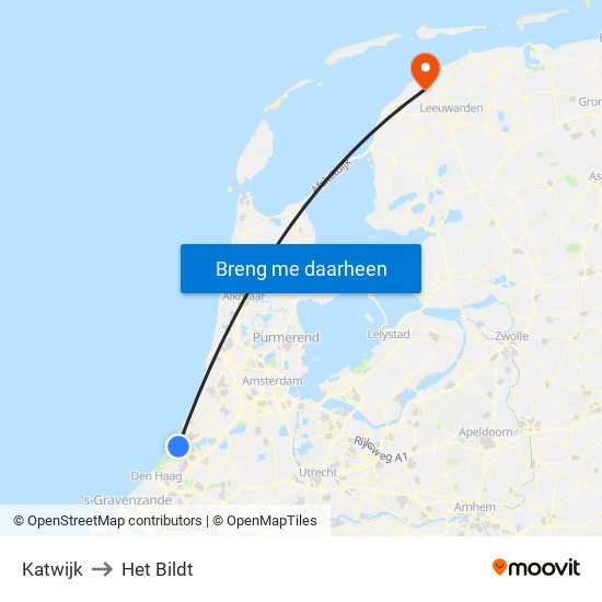 Katwijk to Het Bildt map