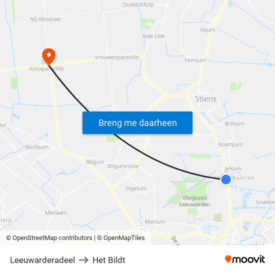 Leeuwarderadeel to Het Bildt map