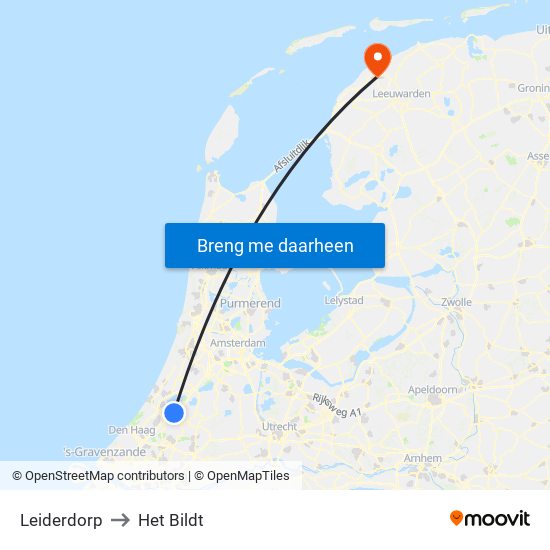 Leiderdorp to Het Bildt map