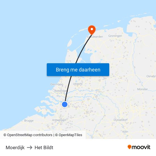 Moerdijk to Het Bildt map