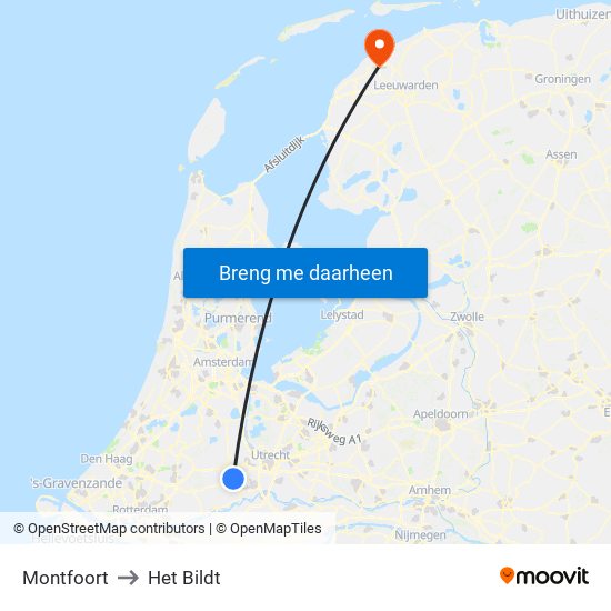 Montfoort to Het Bildt map