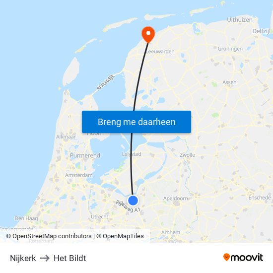 Nijkerk to Het Bildt map