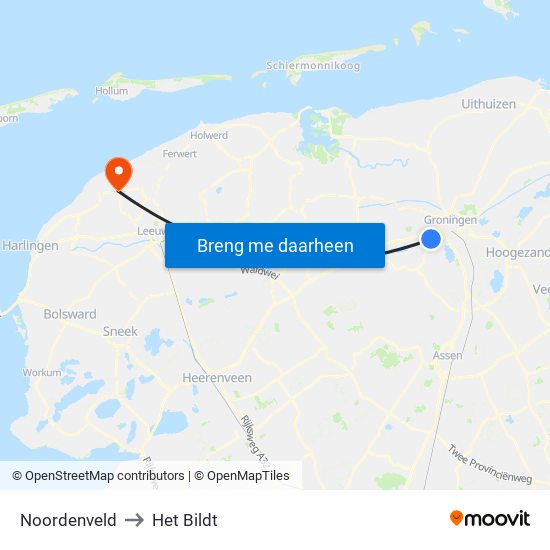 Noordenveld to Het Bildt map