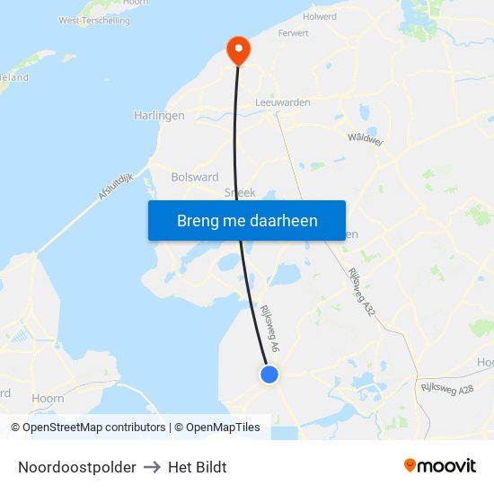Noordoostpolder to Het Bildt map