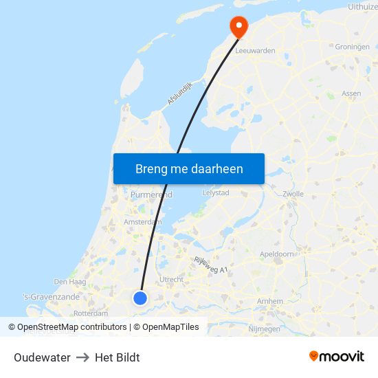 Oudewater to Het Bildt map