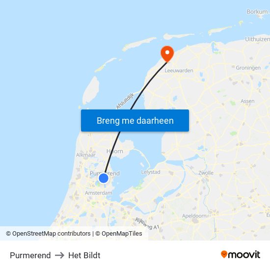 Purmerend to Het Bildt map