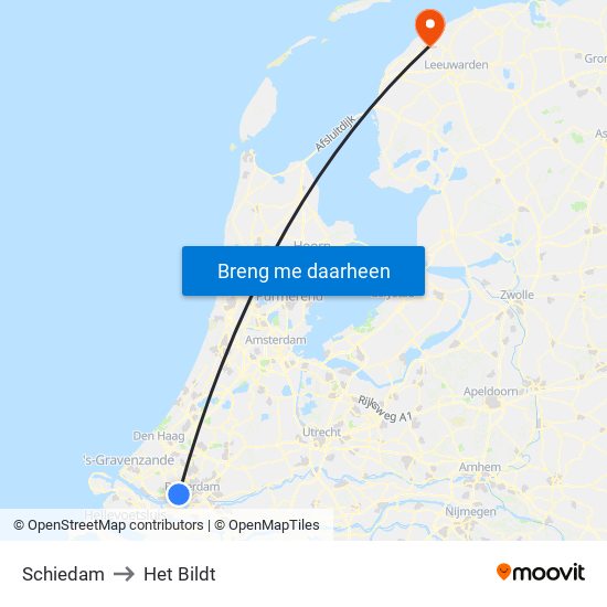 Schiedam to Het Bildt map