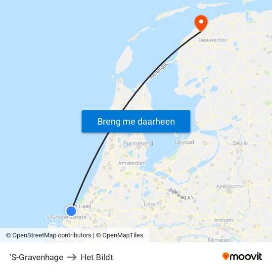 'S-Gravenhage to Het Bildt map